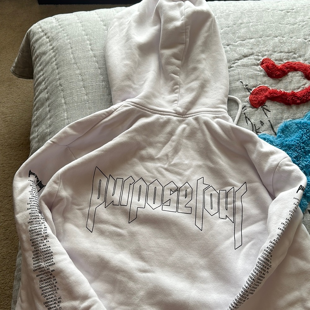 Justin Bieber Purpose Tour 2016 White Hoodie- Medium